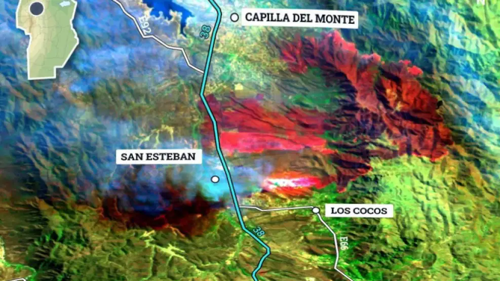 Imagen satelital de los incendios | Conae