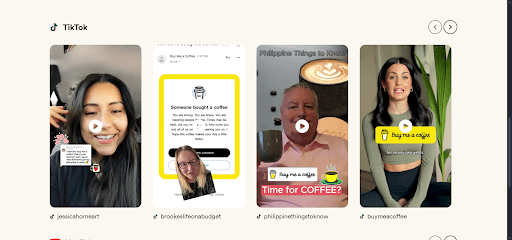 buy me a coffee tiktok feed example