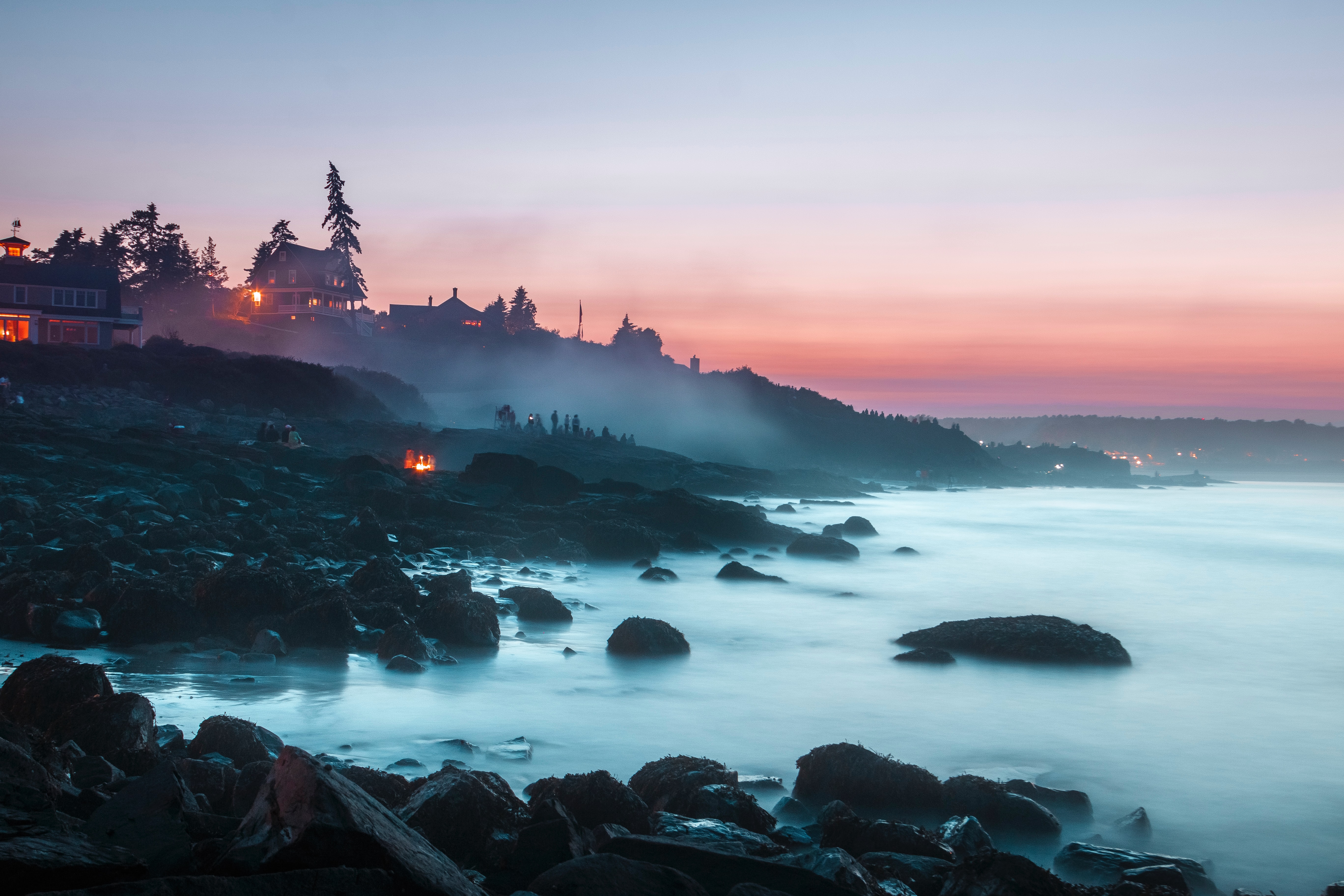 Lavender sky during a 4th of July celebration, Ogunquit, Maine, USA