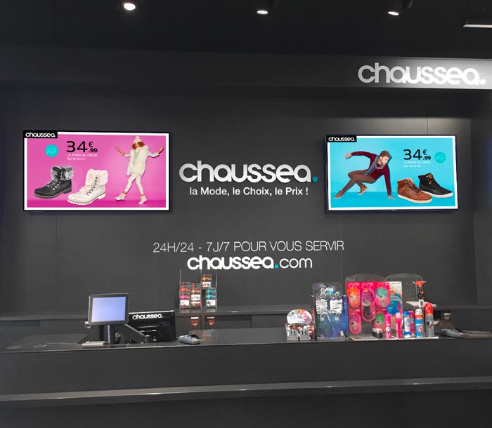 Weezago | Logiciel Affichage Dynamique | Magasins Chausséa