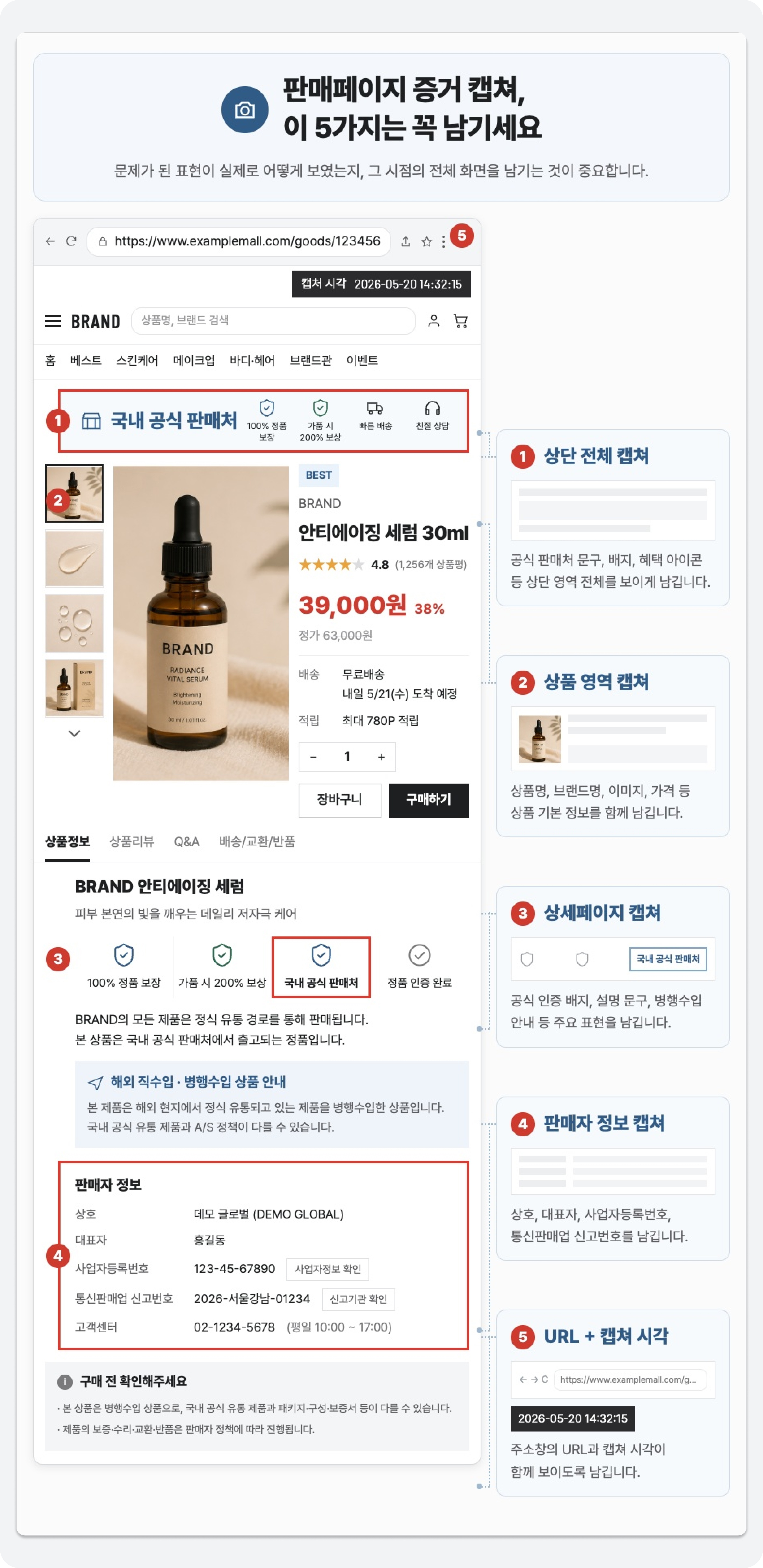 판매페이지 증거 캡쳐 시 함께 남겨야 하는 다섯 가지 영역