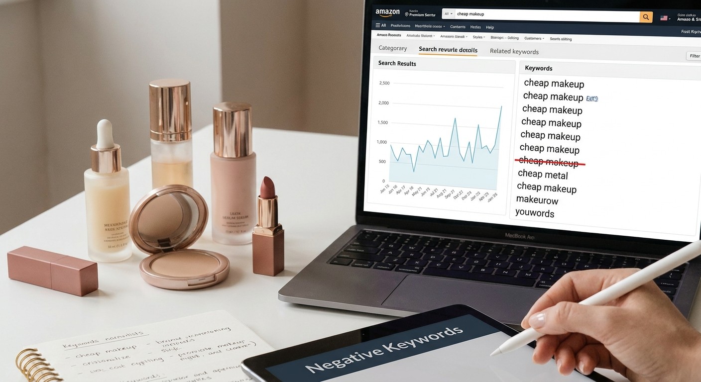 Amazon PPC negative keyword strategy for beauty brands