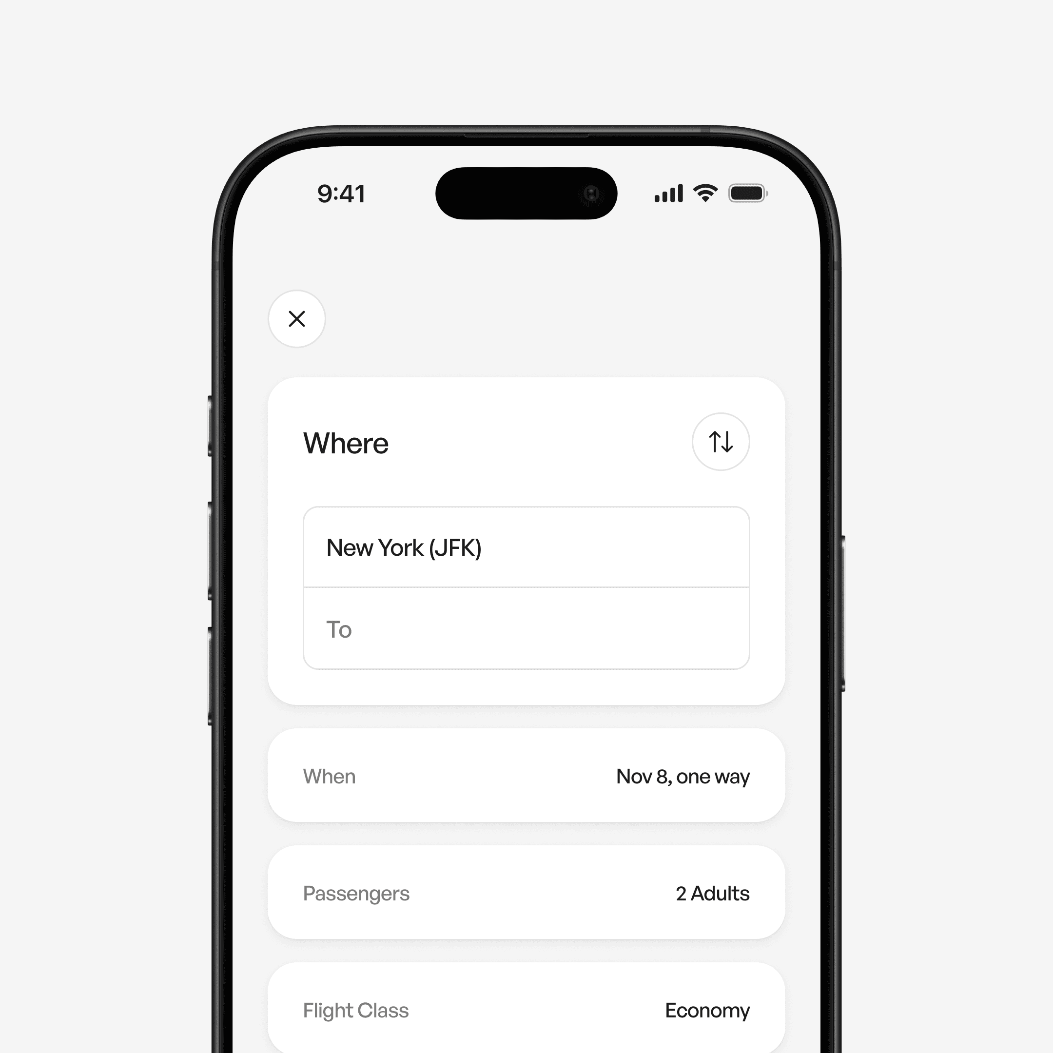 flight search UI components
