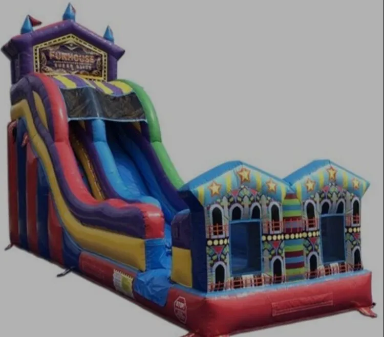 inflatable slide with a carnival theme