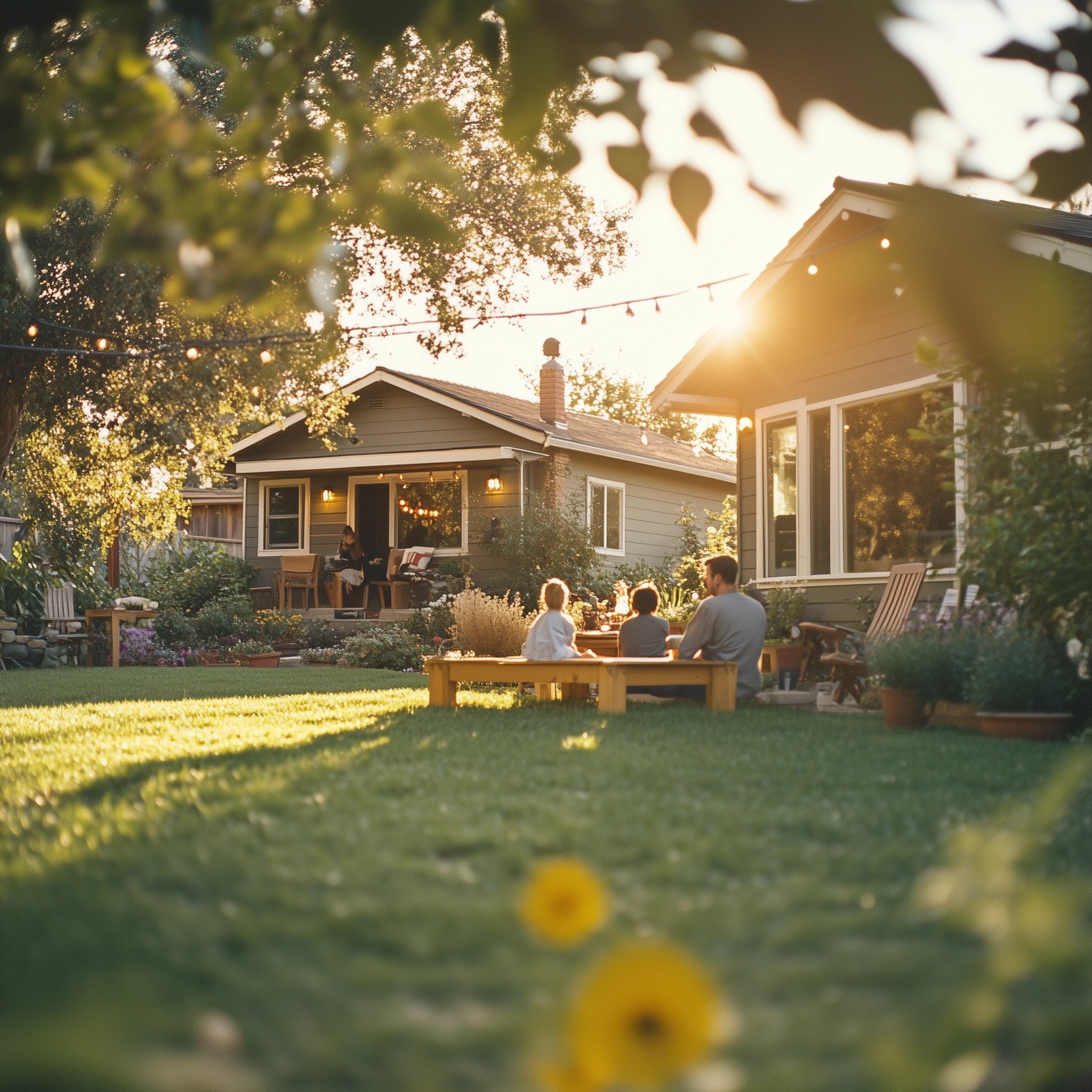 family playing Manufactured prefab homes adu