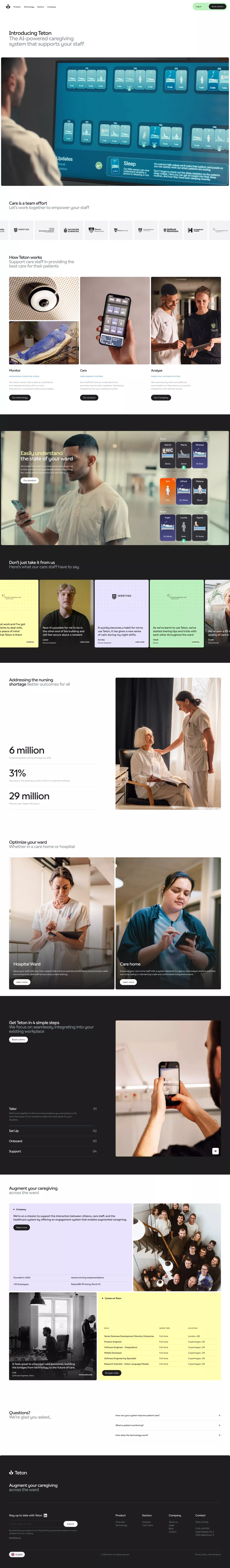 Teton - Advanced Patient Monitoring landing page screenshot showcasing Medical and Tech design