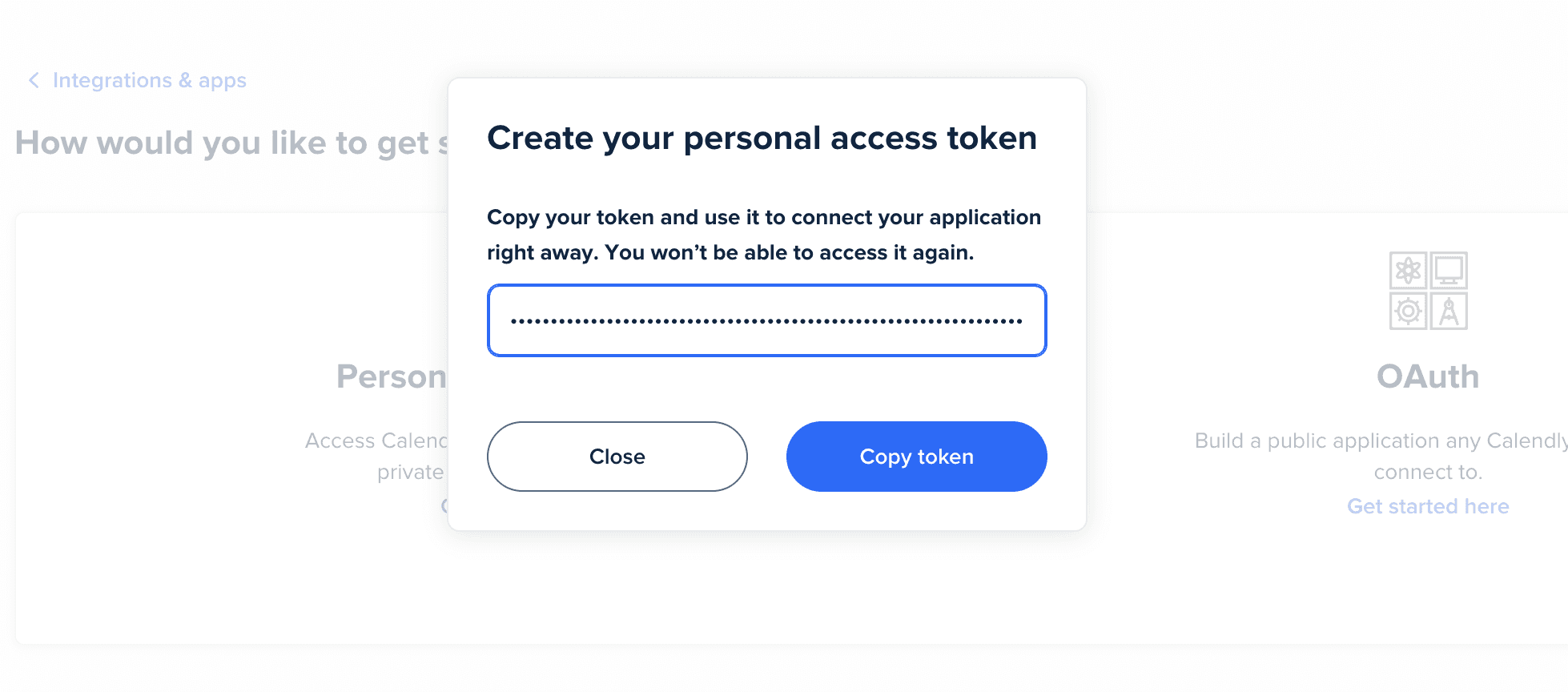 Calendly Confirm Create API Key