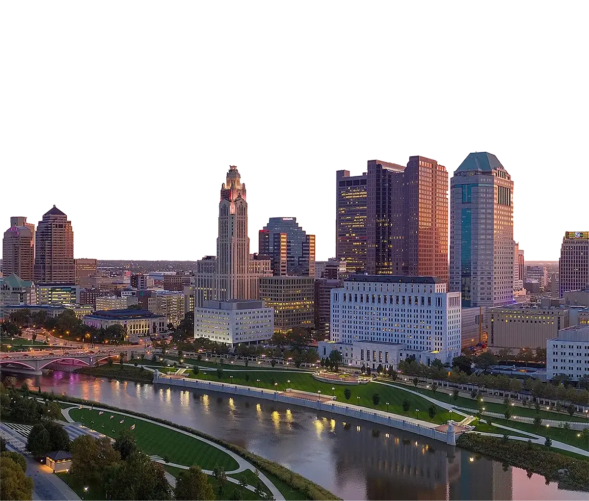 Columbus Skyline over Scioto River