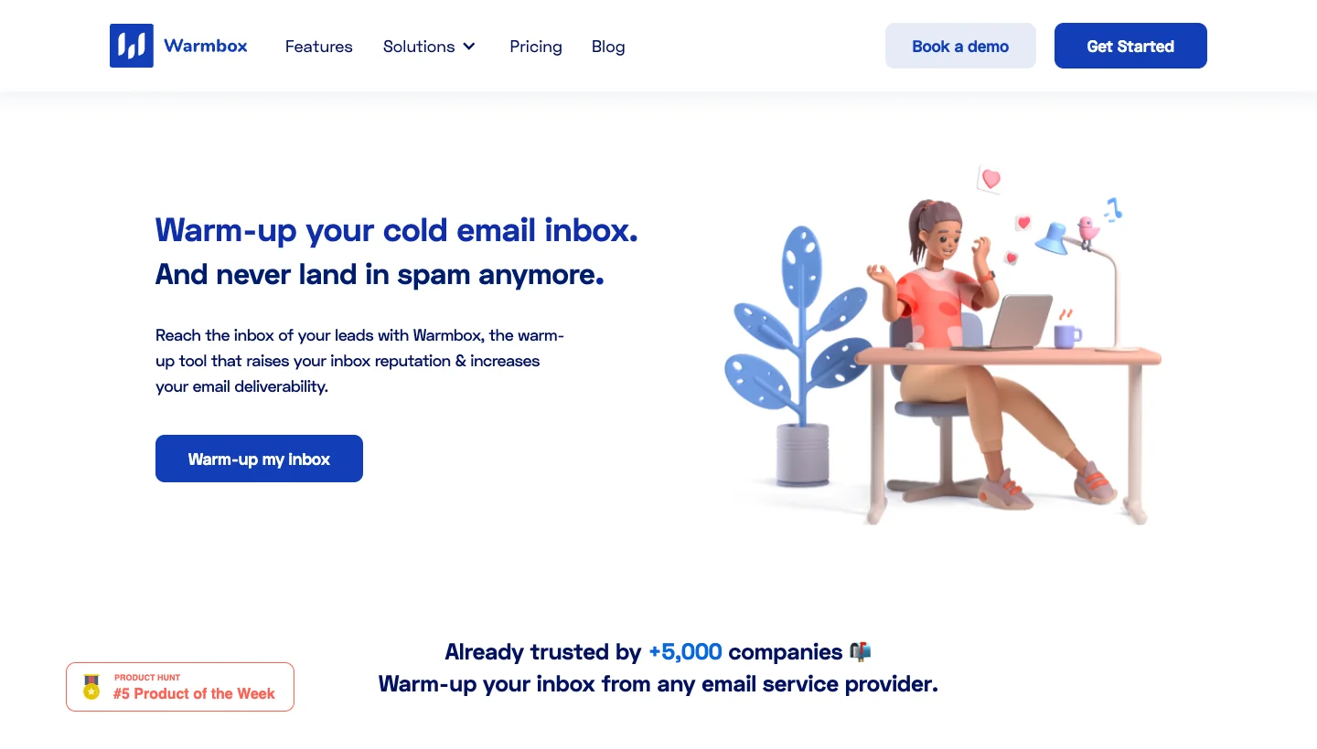 Warmbox homepage: AI email warmup tool for better cold email deliverability
