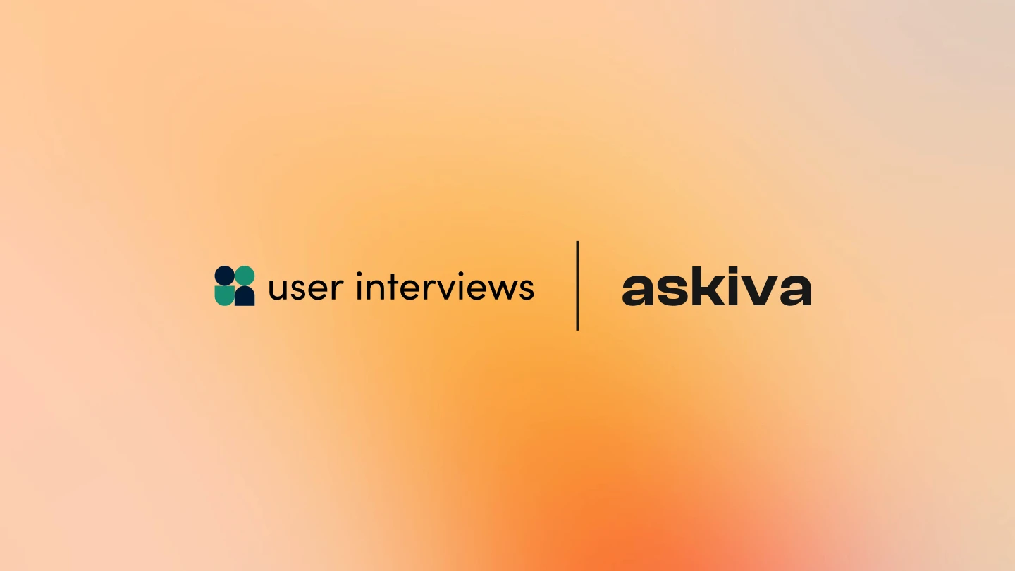 The User Interviews and Askiva logos displayed side by side
