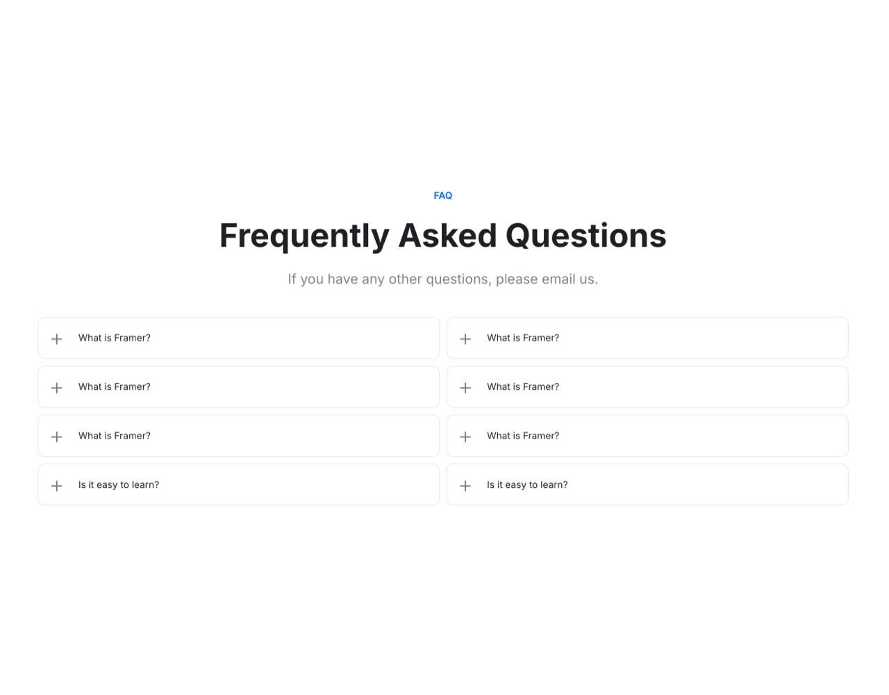 Framer FAQ Section - Frameblox UI