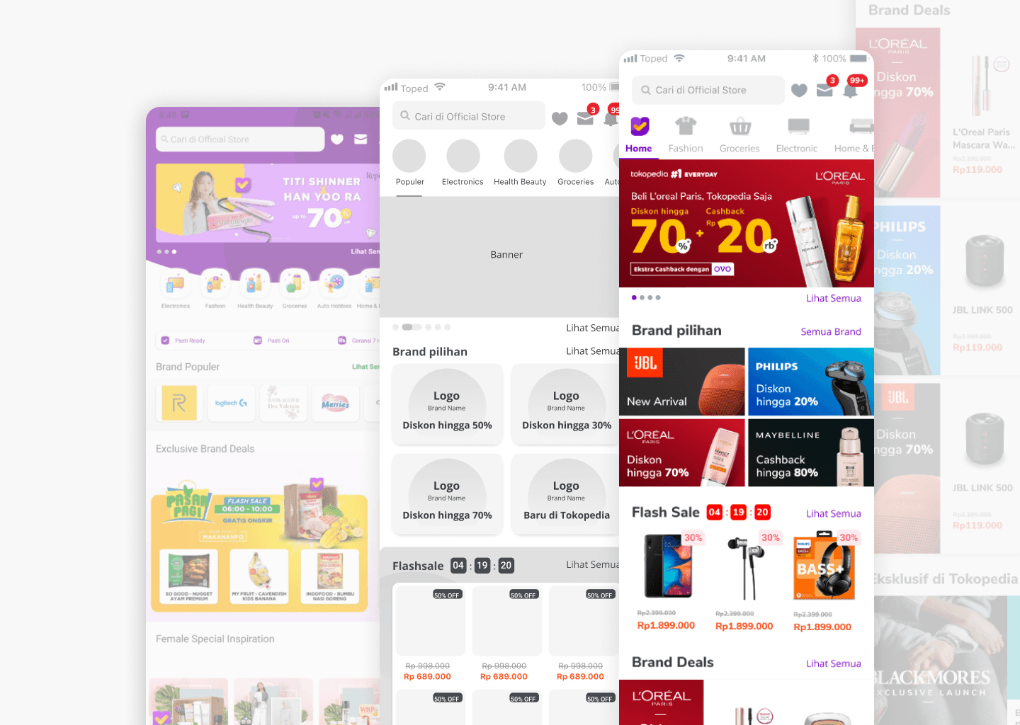 Tokopedia Official Store: Revamp entire page to help buyer discover promotion from trusted brands.