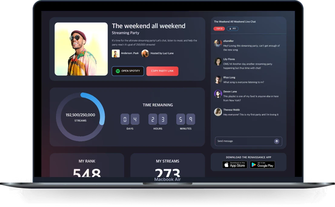 Webapp showing Anderson. Paak party with 4 days remaining