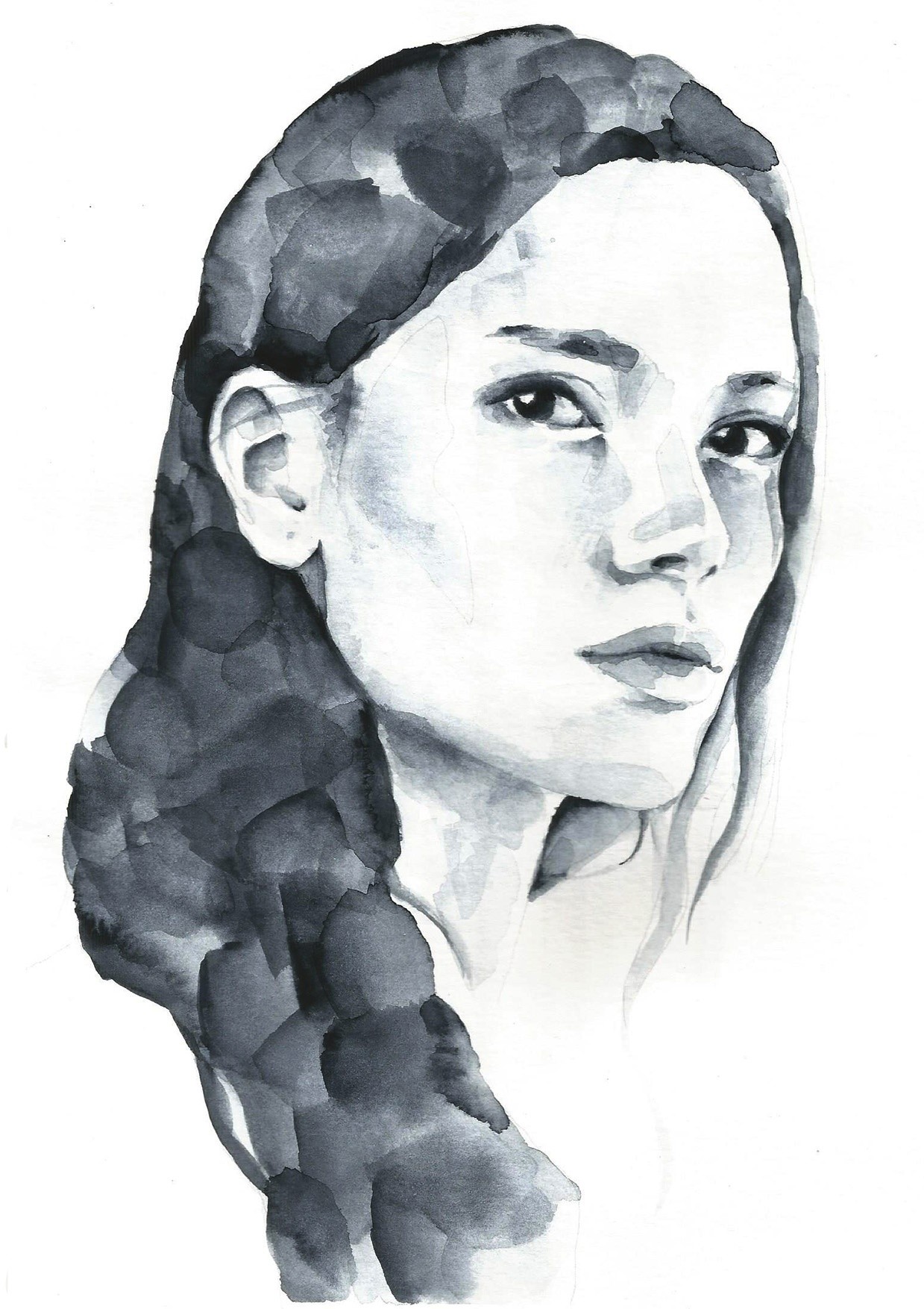 Close-up of a yellow tennis ball sitting on a green court, positioned near the white center line.