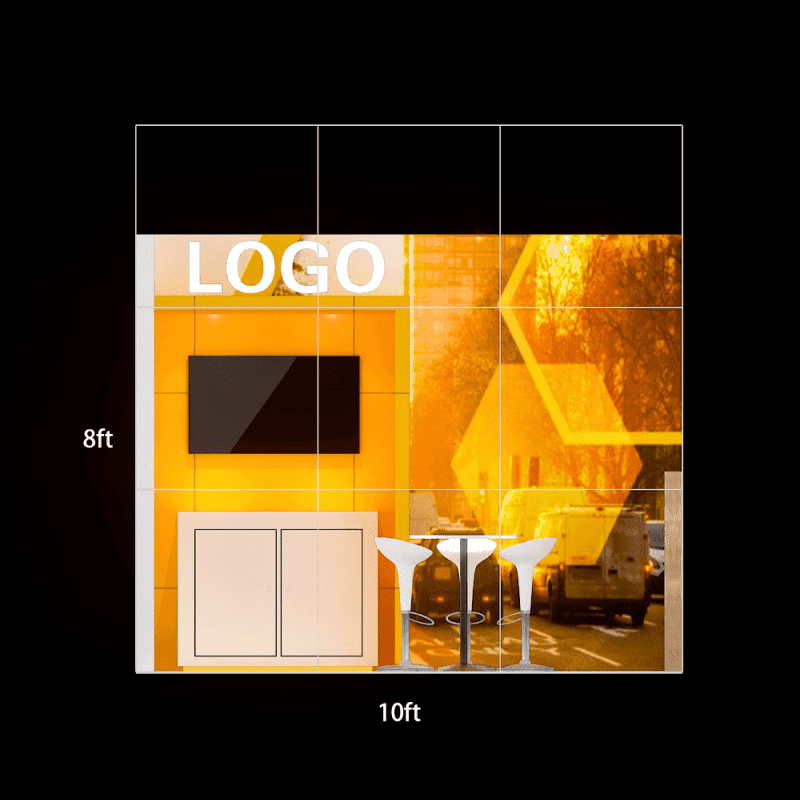 10x10 reception counter booth elevation view