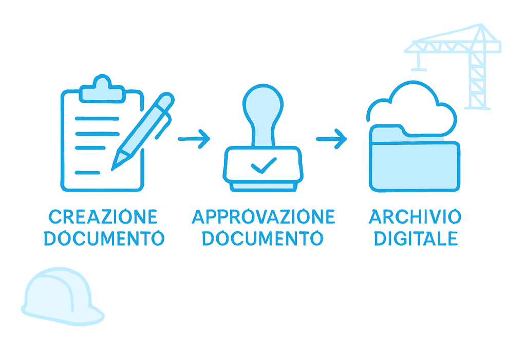 Schema illustrativo del flusso di gestione dei documenti in ambito edilizio