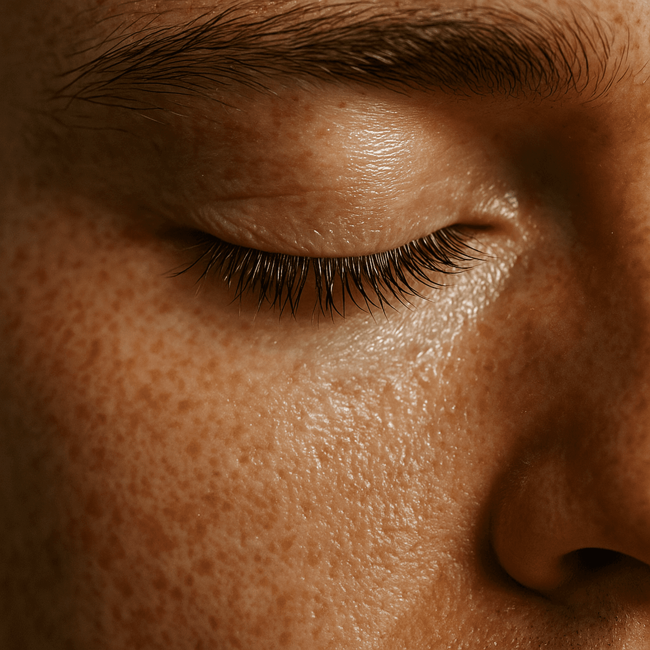 Person with closed eyes