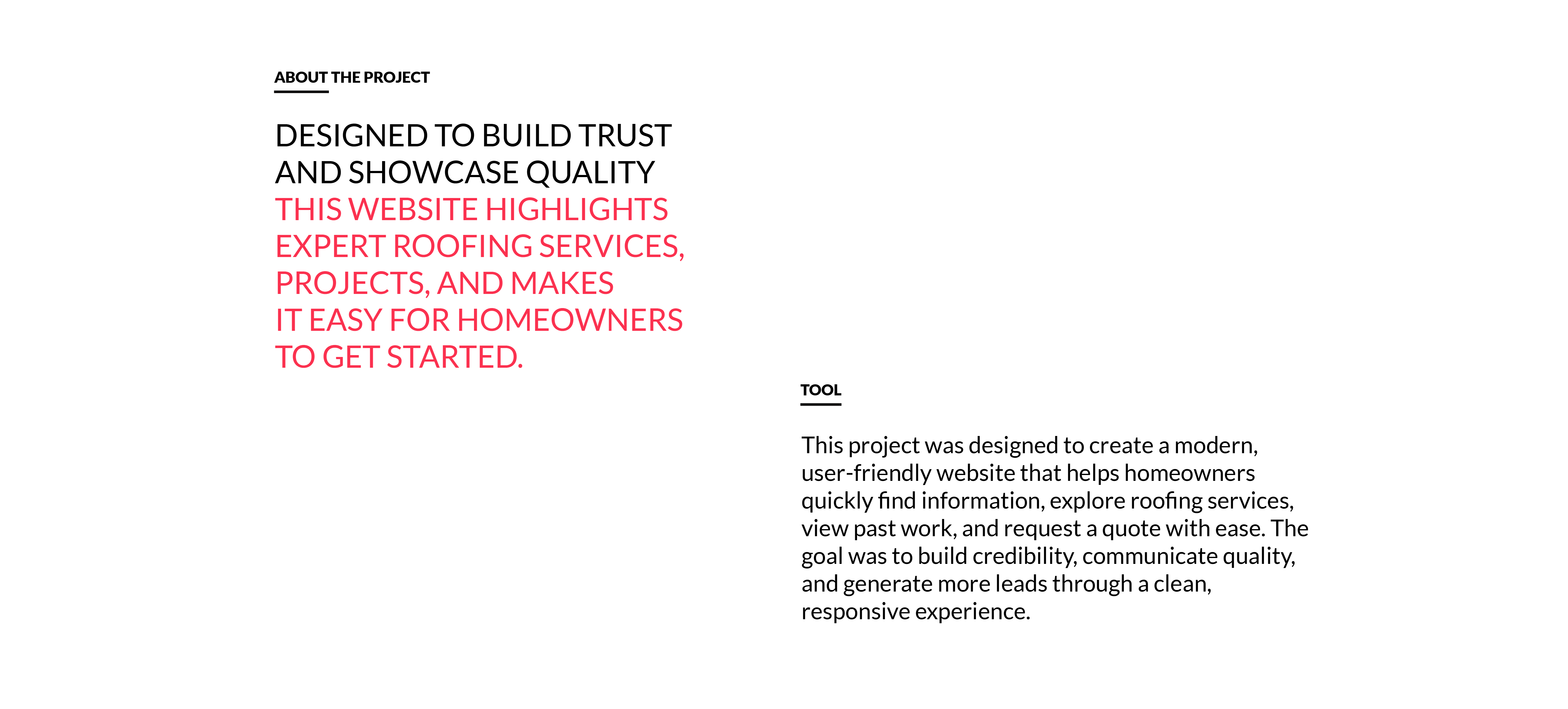 About Project section of the Best Home Heating and Cooling case study, outlining the project's design focus and tool