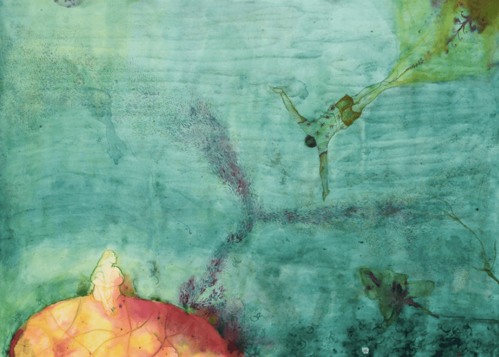 herd of sheep on road painting