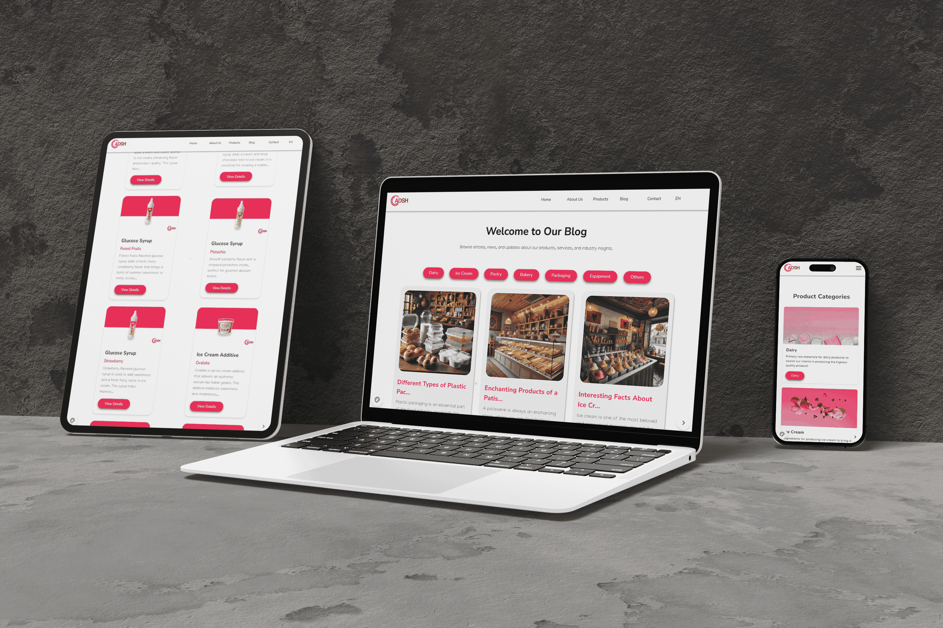 Adsh's website mockup