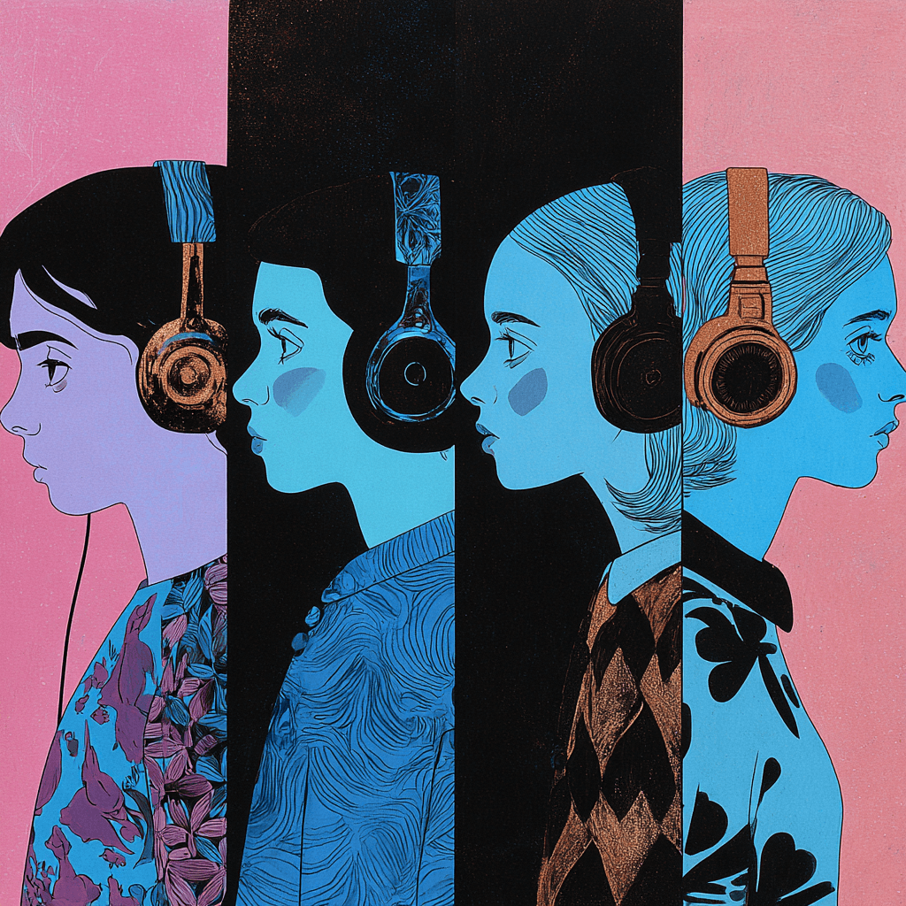 a potrait of a person with different phases