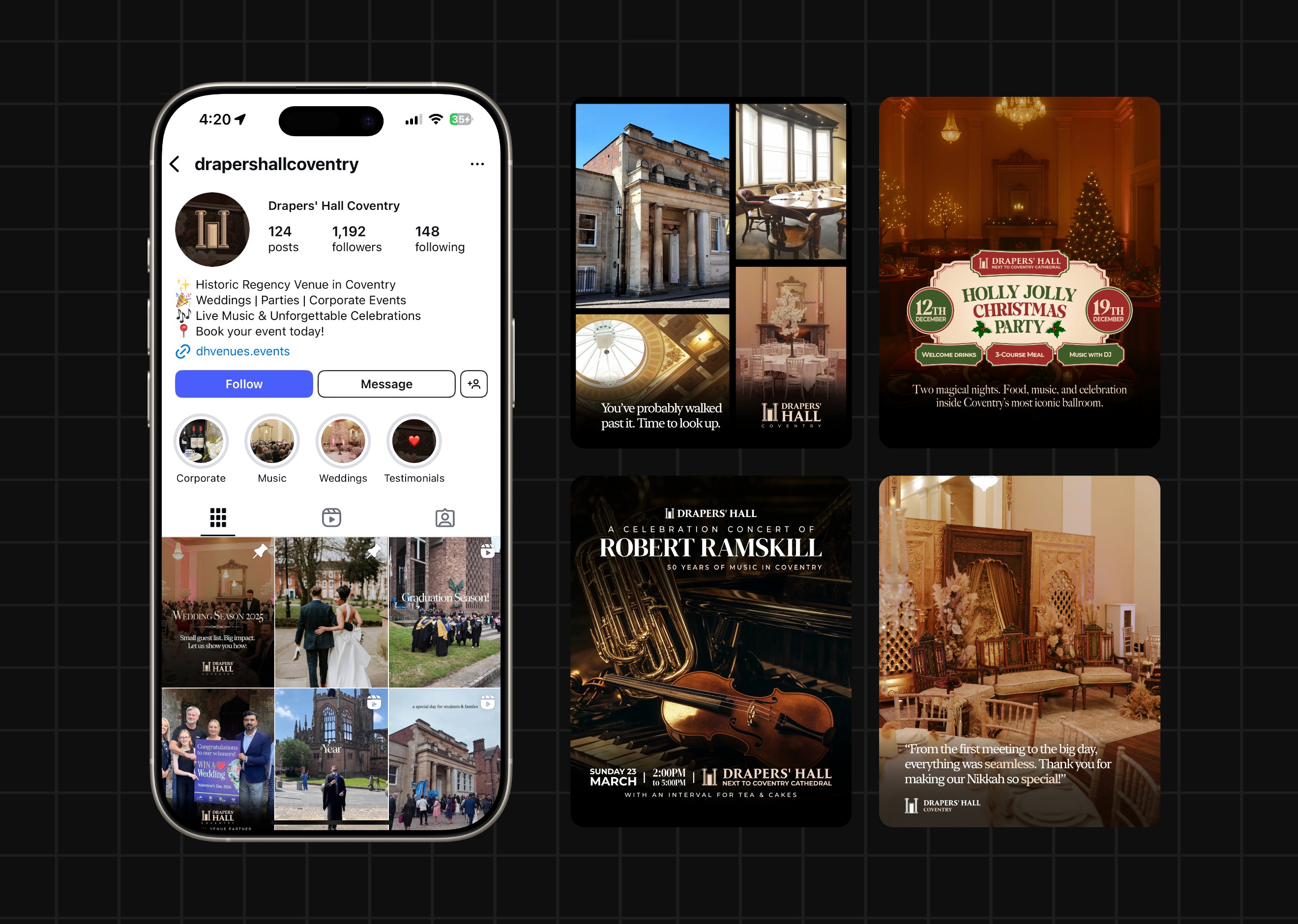 Drapers' Hall social media by KUNU Studio