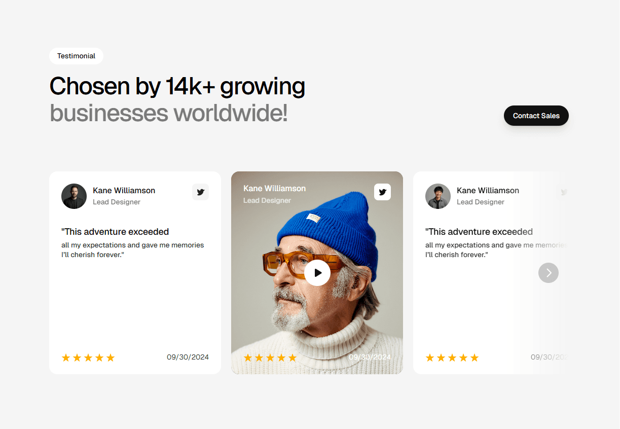 Framer Testimonial Section Component