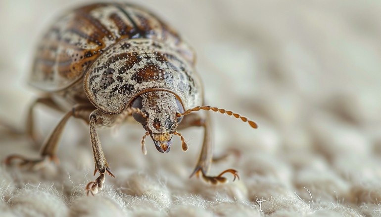 Carpet beetle on carpet standing