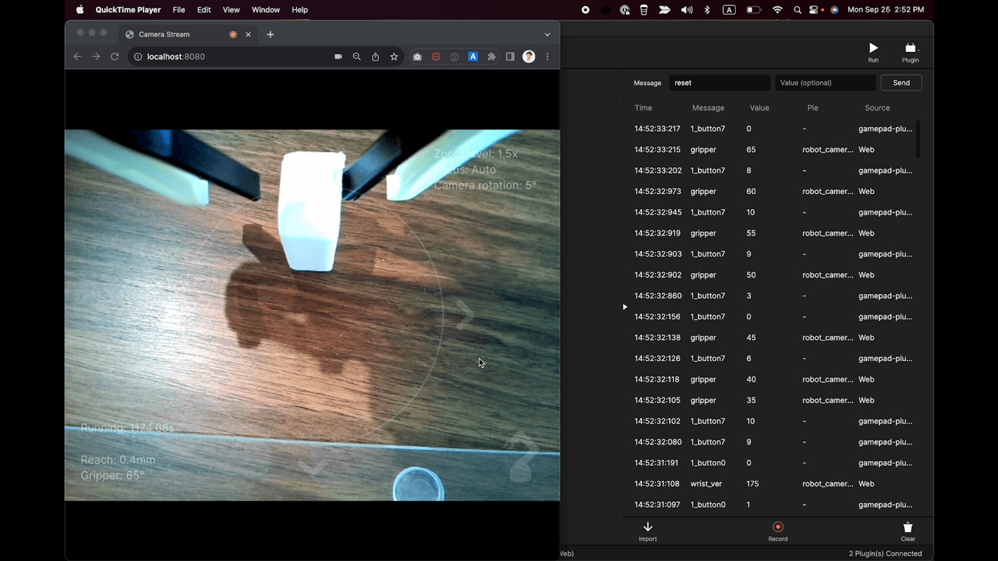 UI with live camera feed.