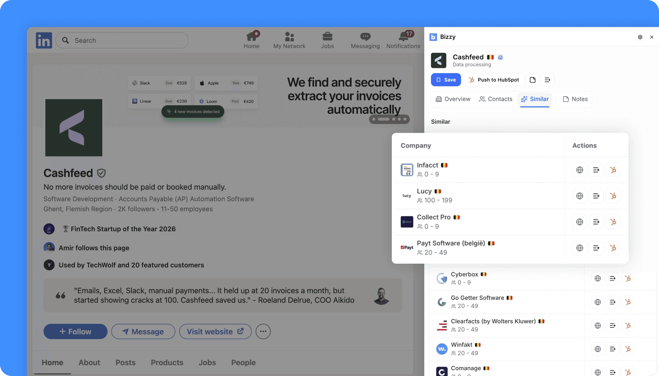 fonction de comptes similaires dans une extension Chrome de prospection commerciale