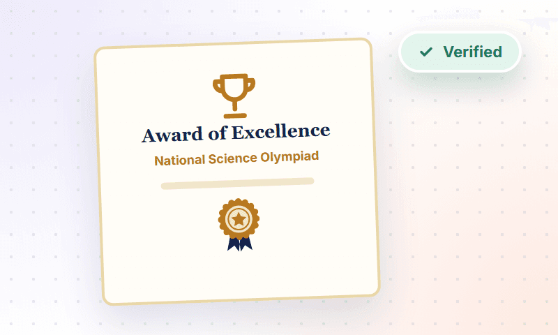 Awards and achievement certificates marked verified