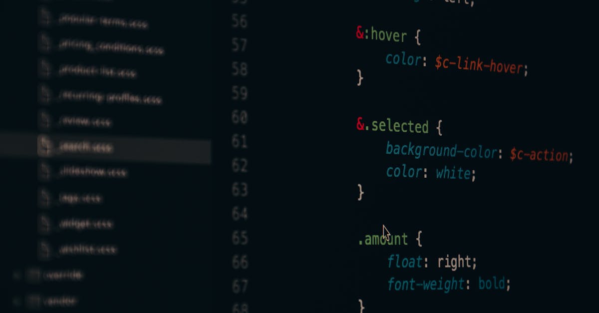 Close-up of colorful CSS code lines on a computer screen for web development.