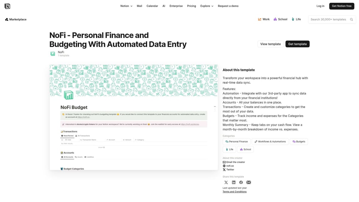 7 Best Notion Finance Template Picks for 2026 - NoFi – Personal Finance and Budgeting With Automated Data Entry