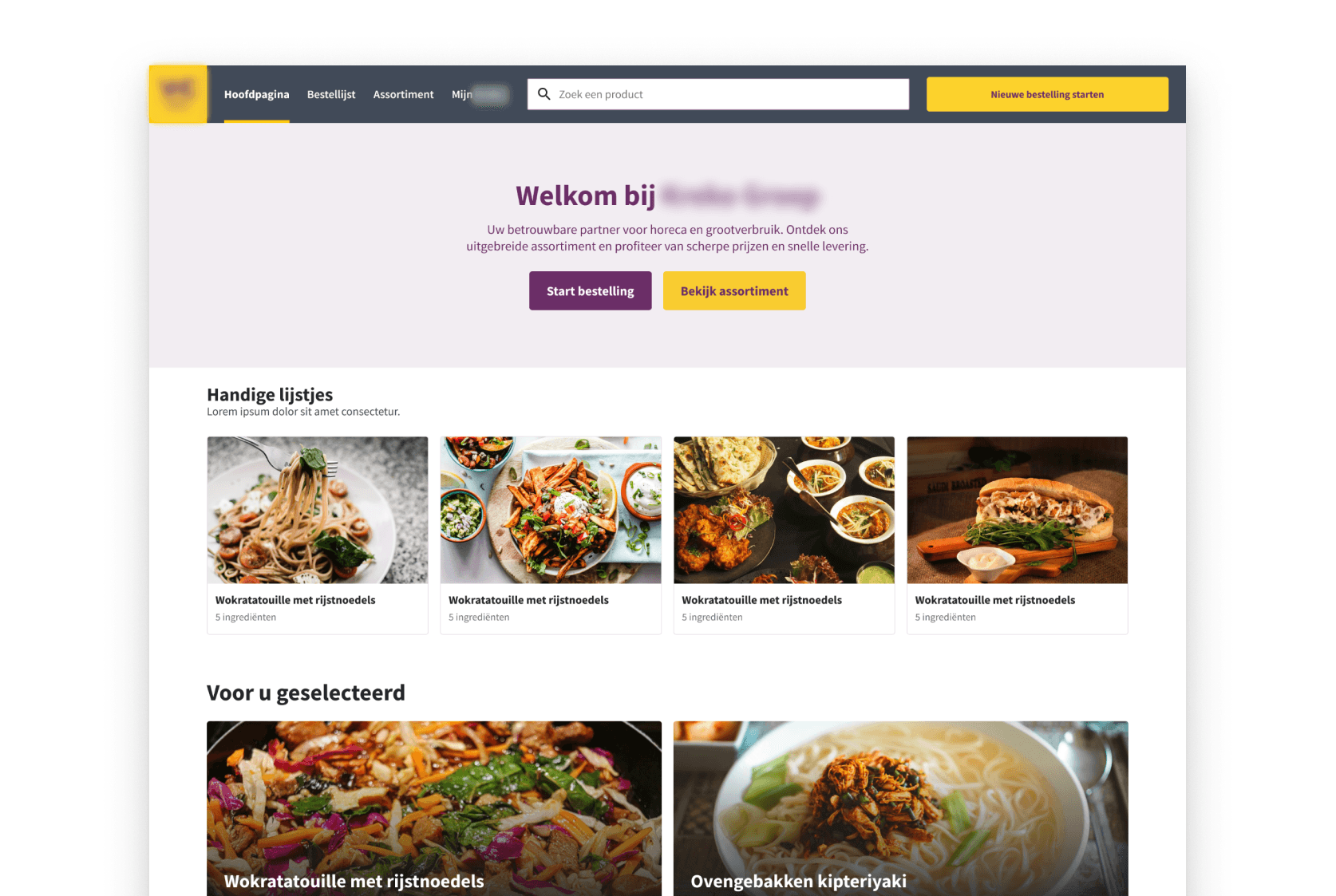 B2B wholesaler homepage