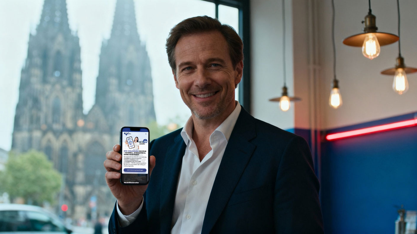 Online KFZ-Zulassungsservice auf dem Smartphone angezeigt