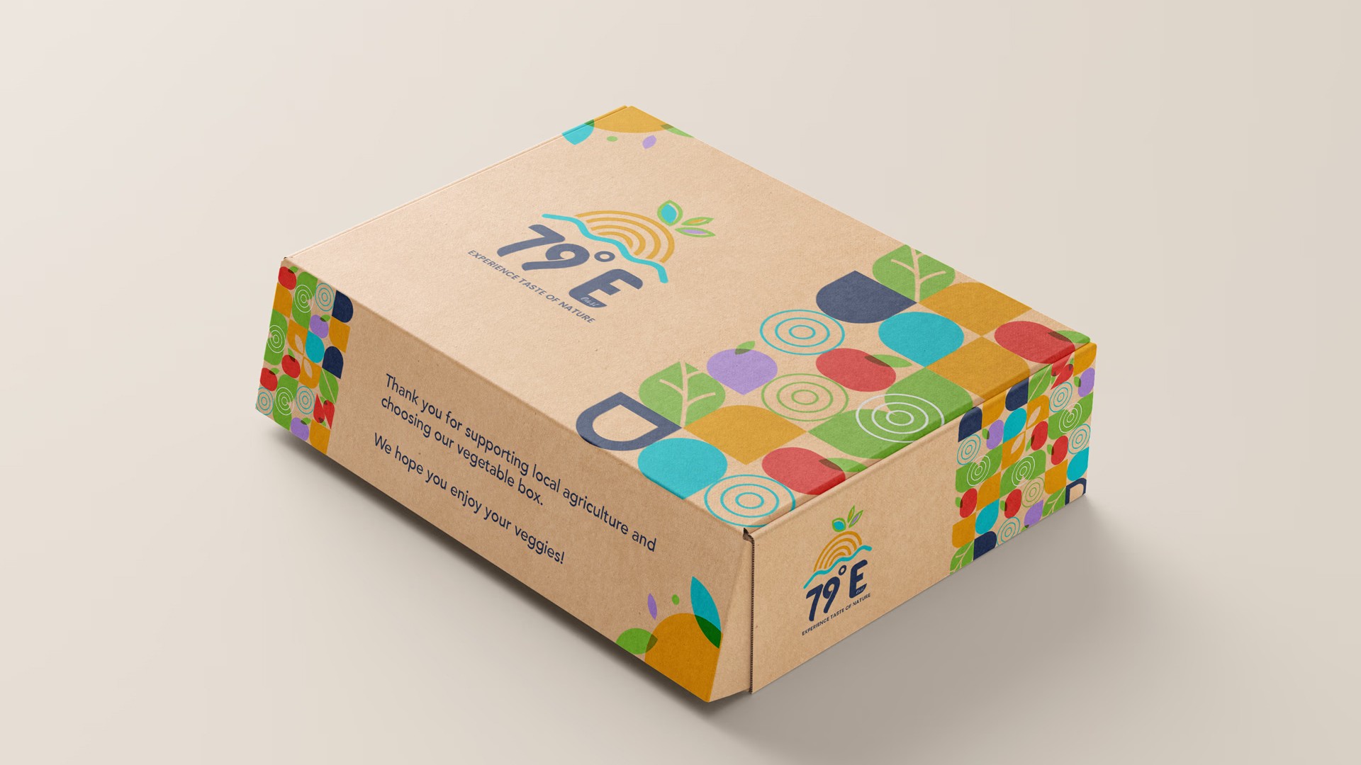 79E branded vegetable delivery box packaging design — Penguincil Design