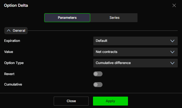 Option Delta - DeepGamma Web. Parámetros. Captura 4.