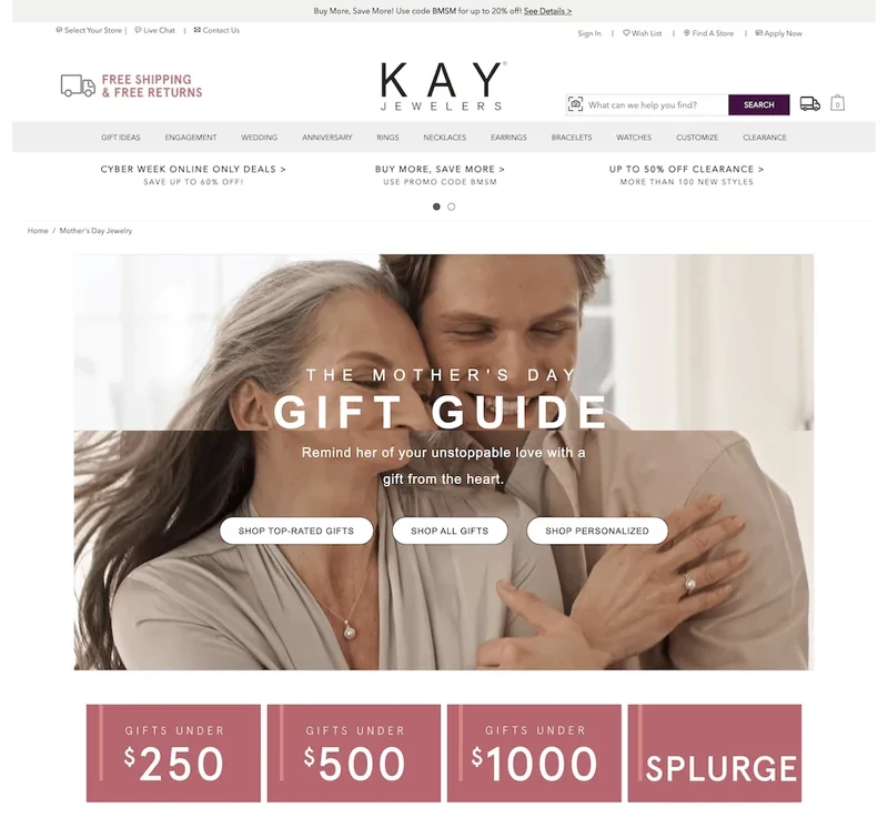 kay_jewelers_mothers_day_landing_page_example