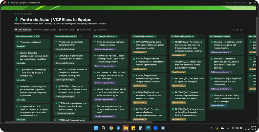 Tela de planejameno do VCF