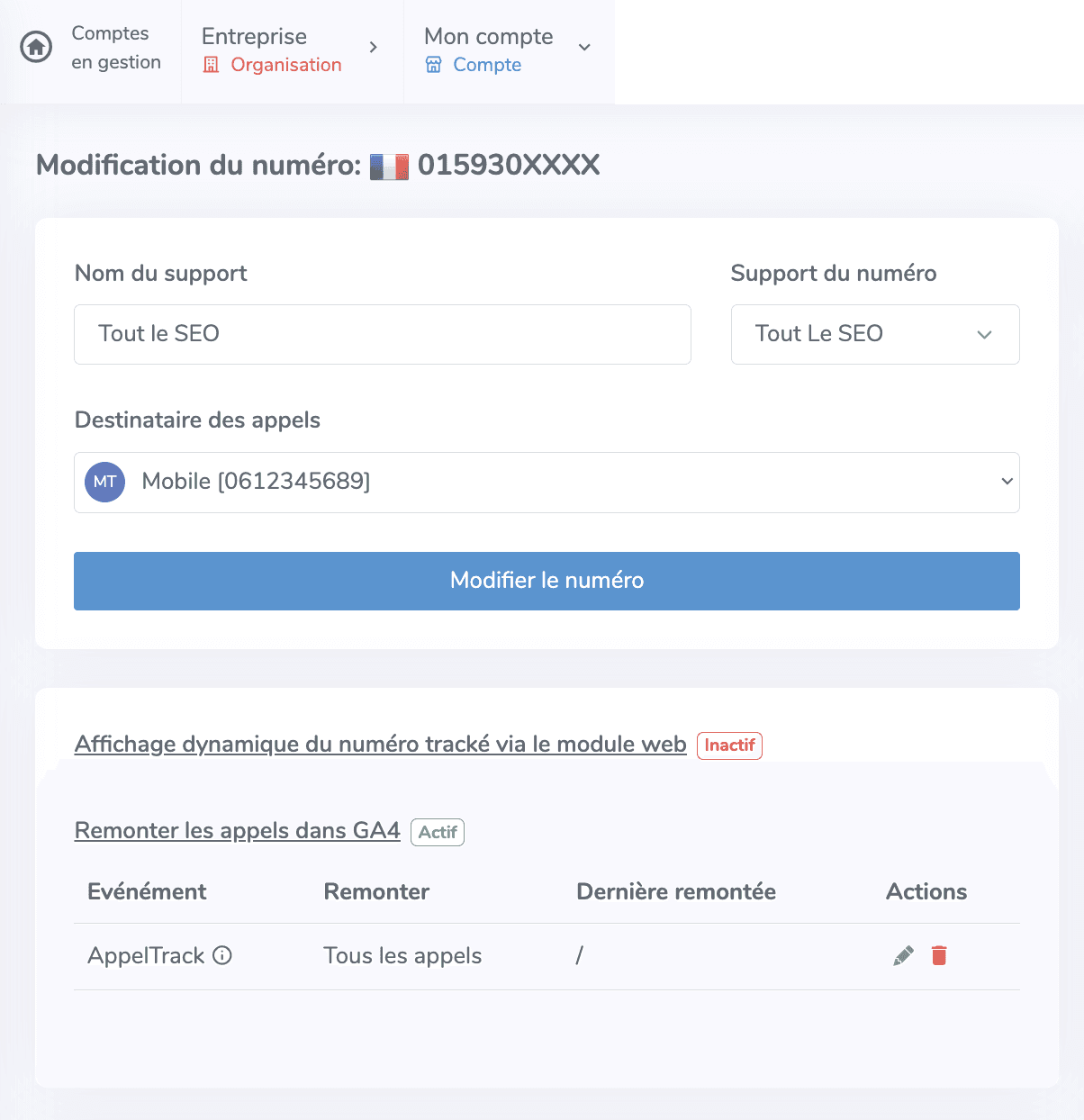 Paramétrage GA4 par numéro