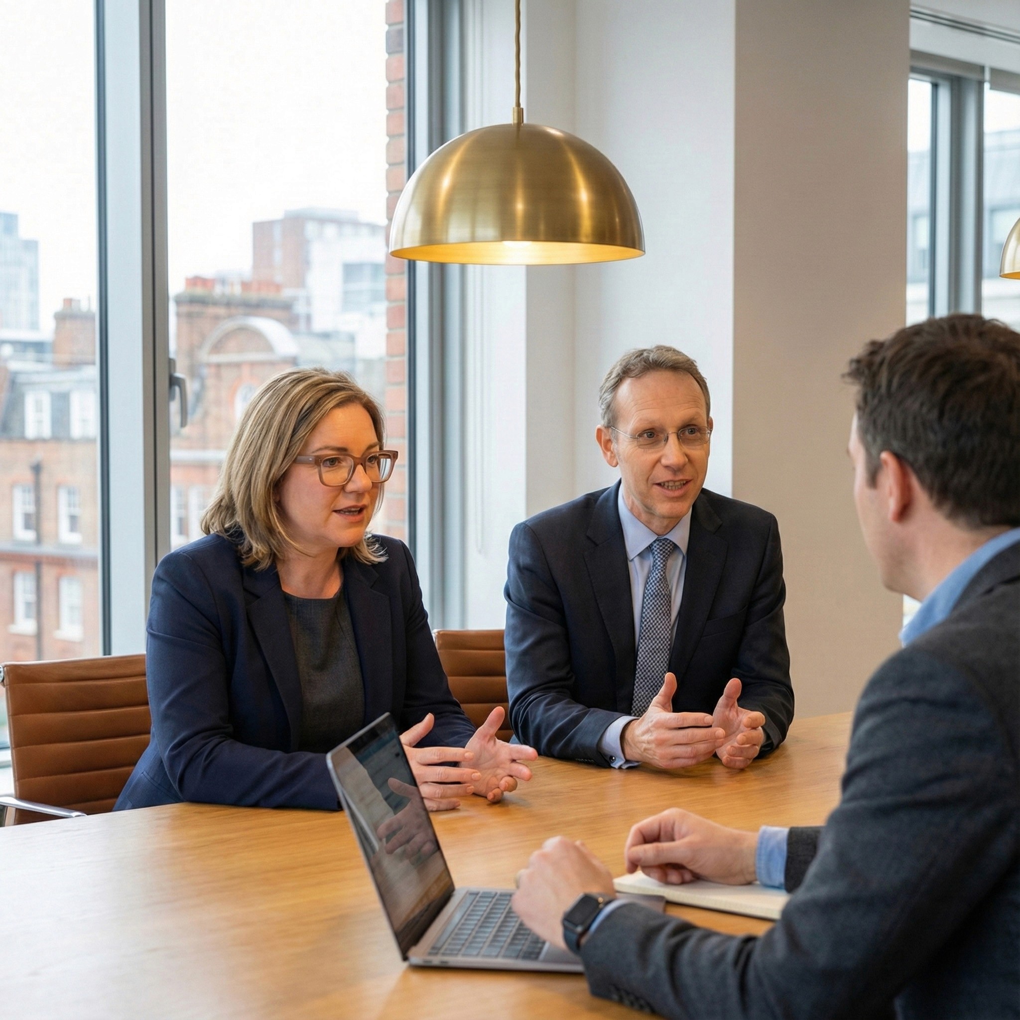Scott and Julia meeting with a client