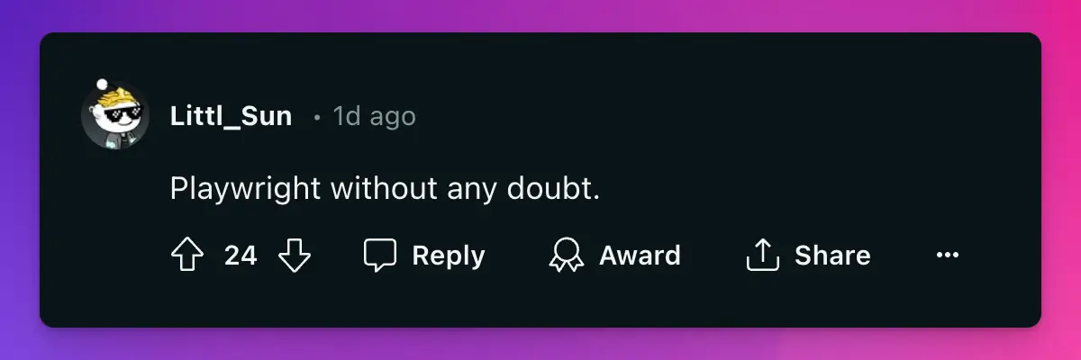 u/Littl_Sun wrote "Playwright without any doubt."