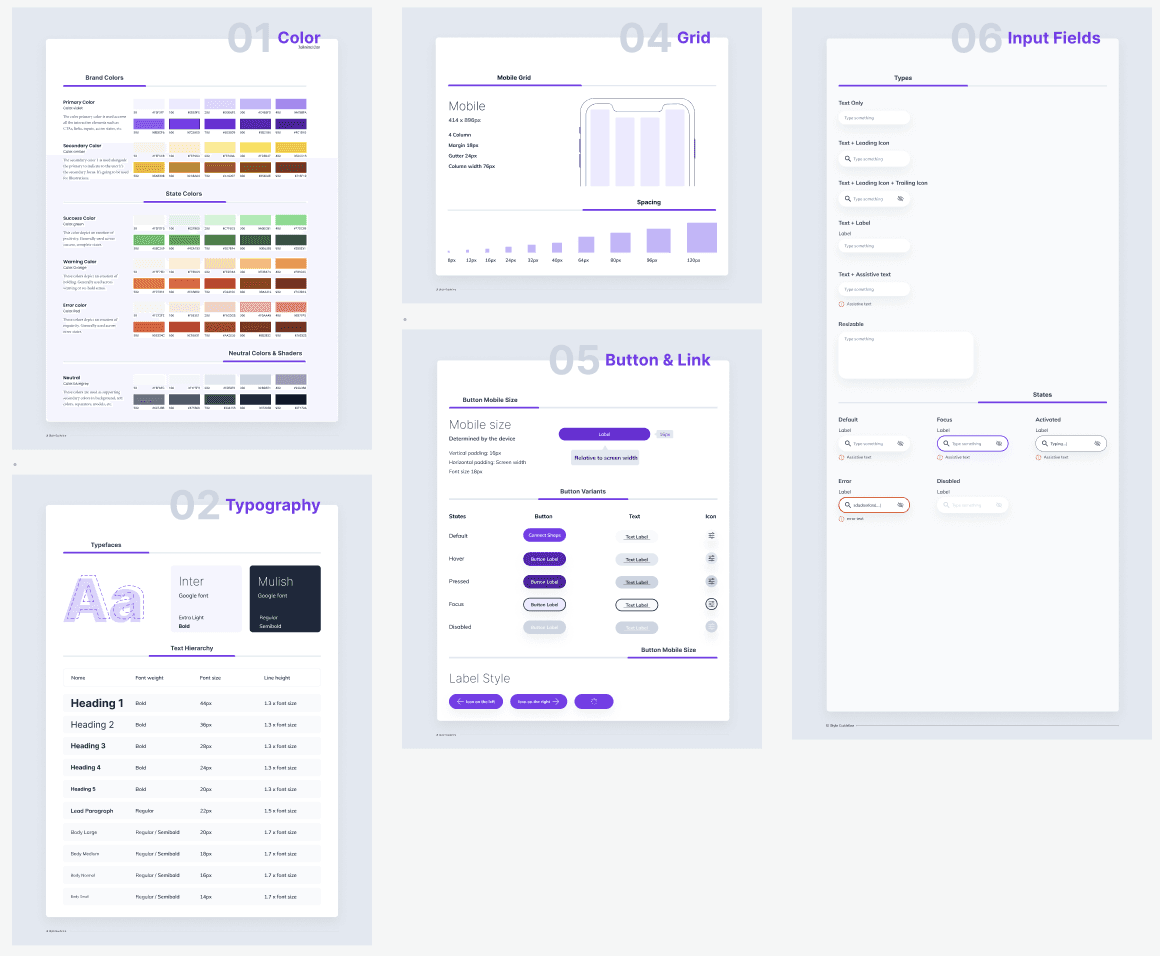 Screenshot of the UI Style guideline