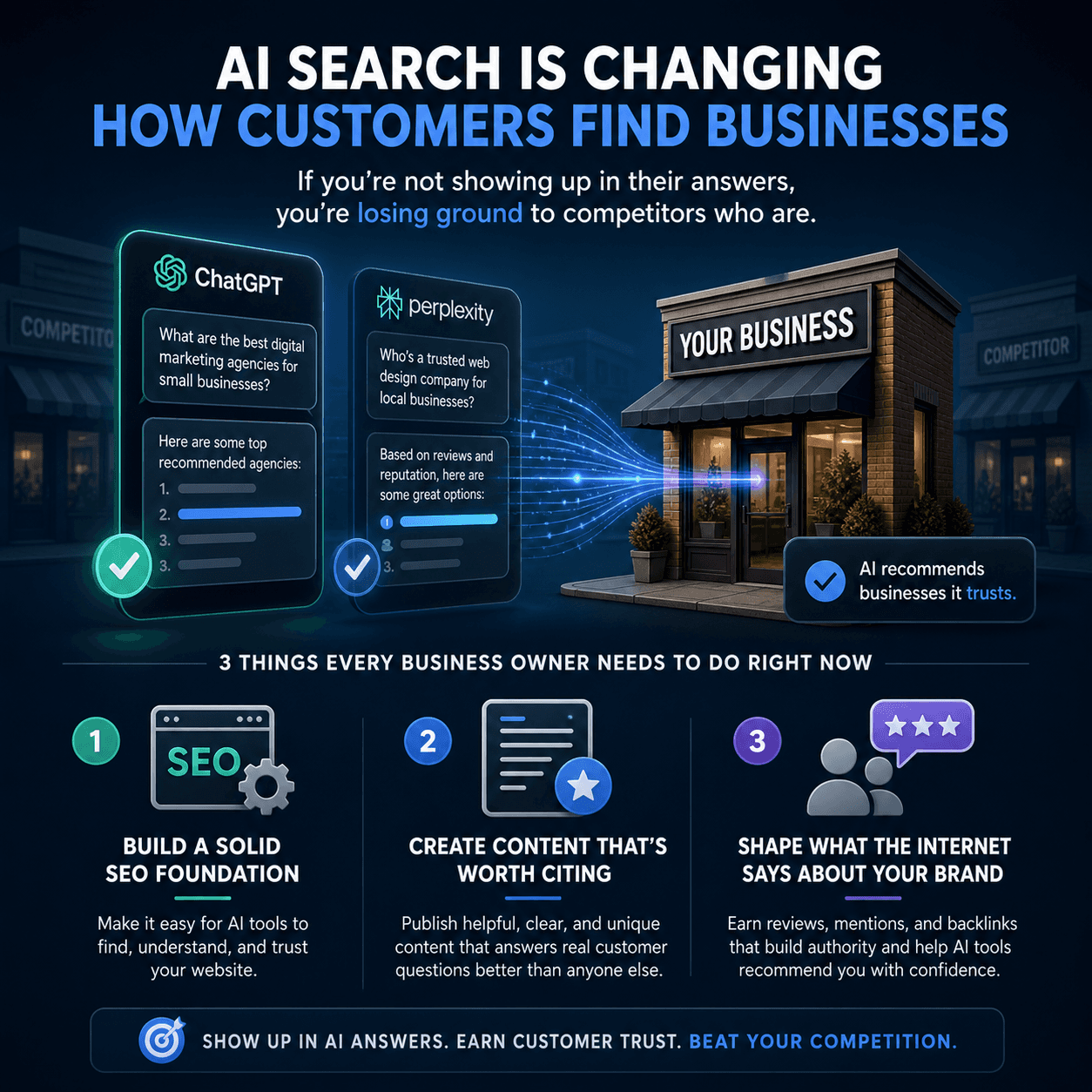 How do I get my business to show up in ChatGPT and AI search results?