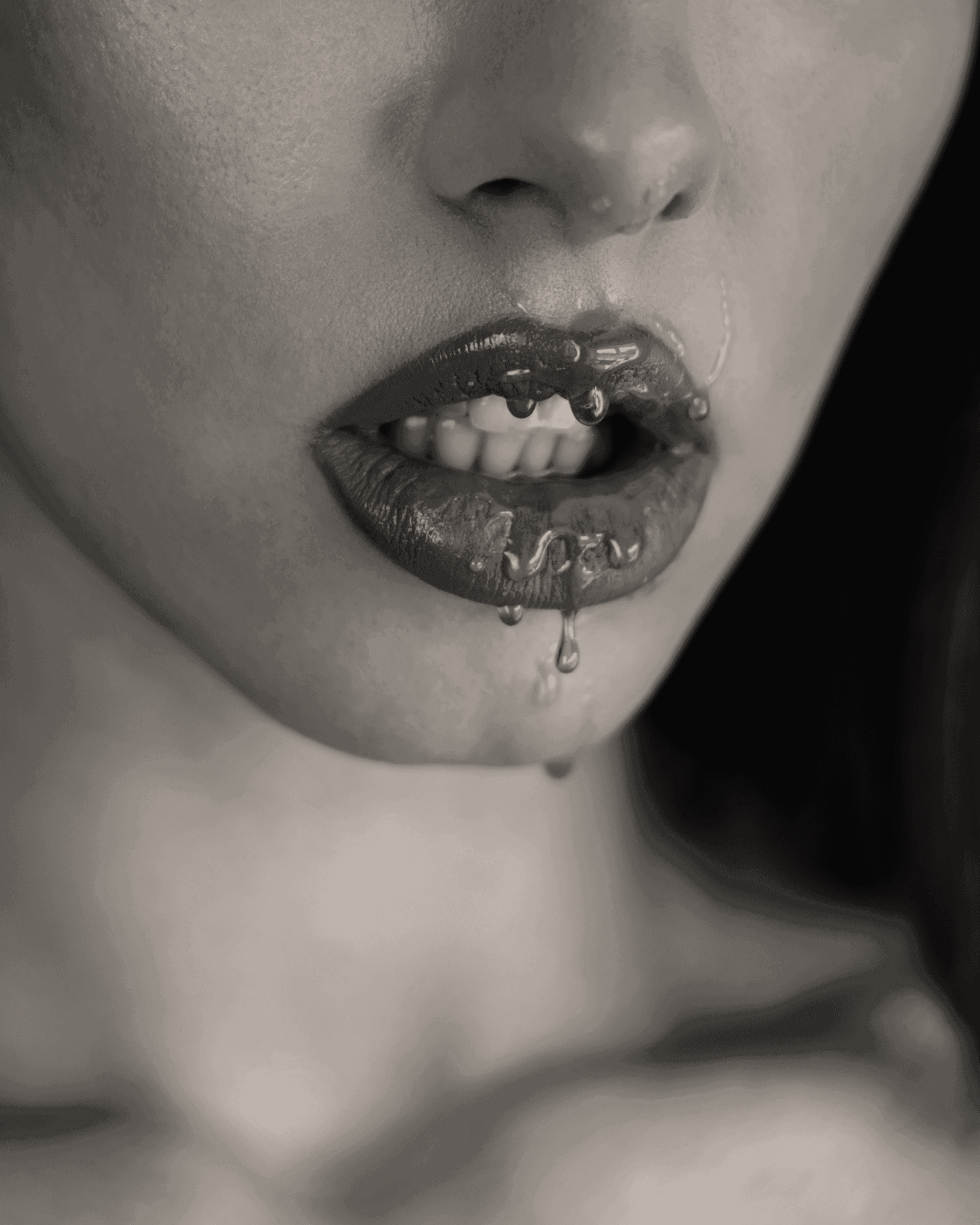 woman with brown and white lipstick