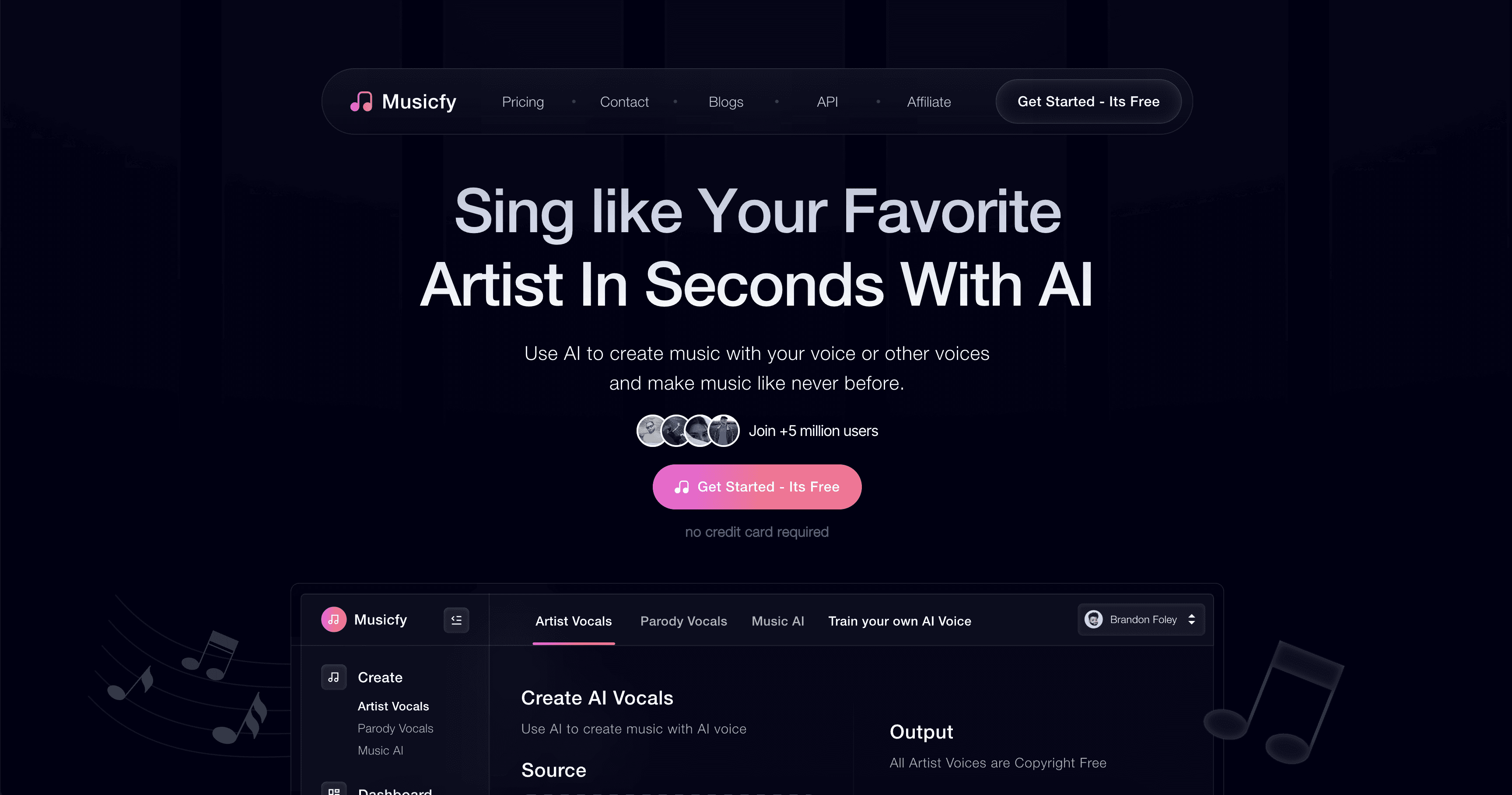 Musicfy Homepage