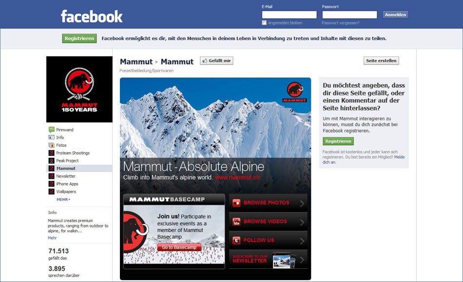 Mammut-Facebook-Fanpage