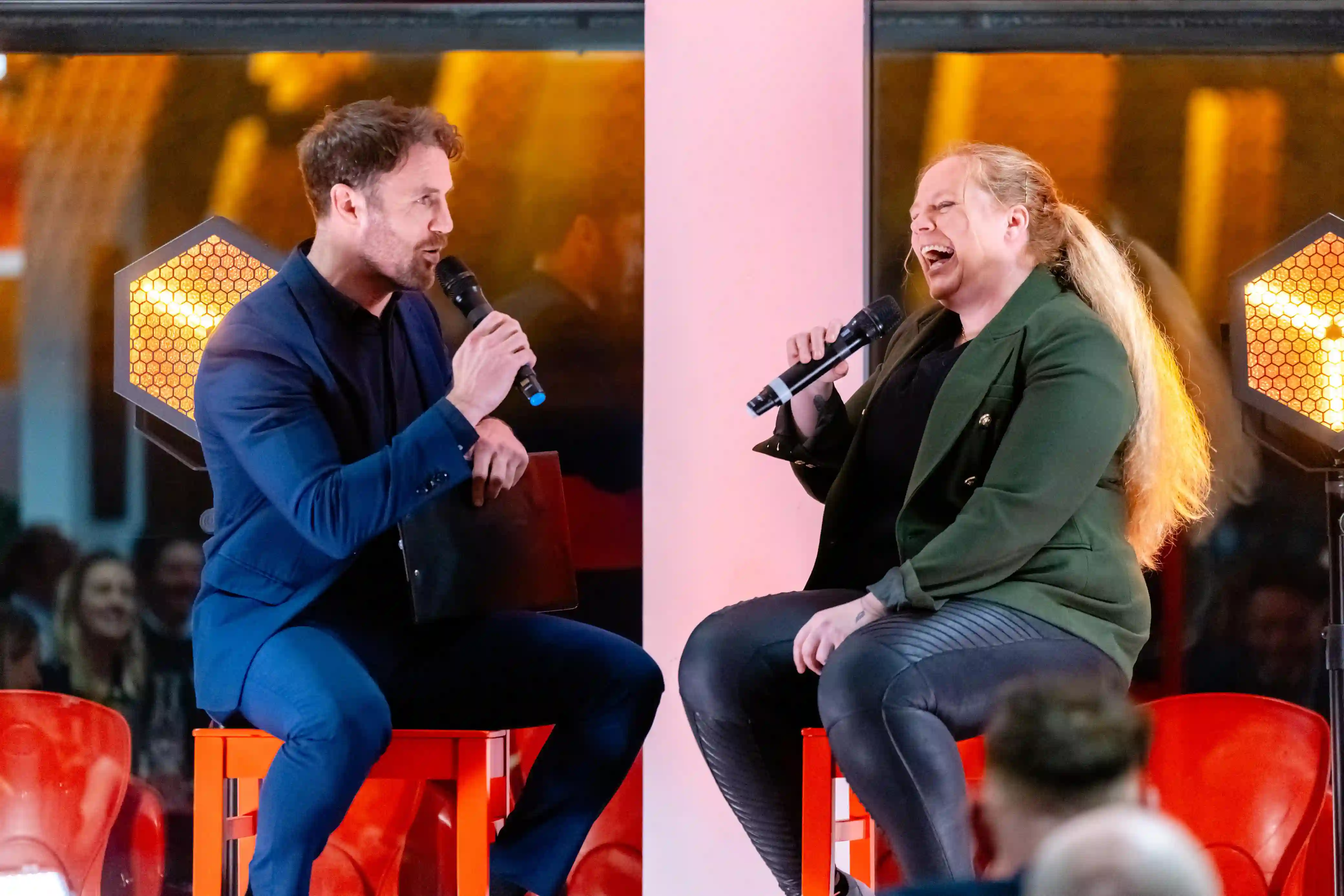 Fiona hayes and barry murphy in conversation at a sporting clube Ireland event