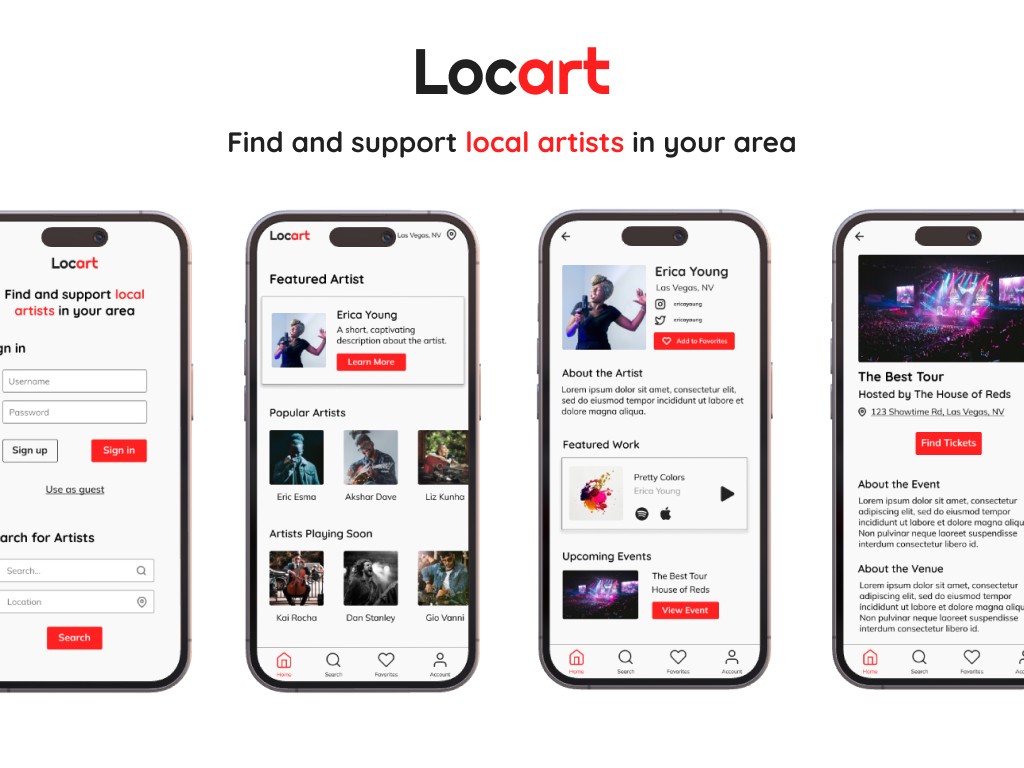 Locart mobile design mockups