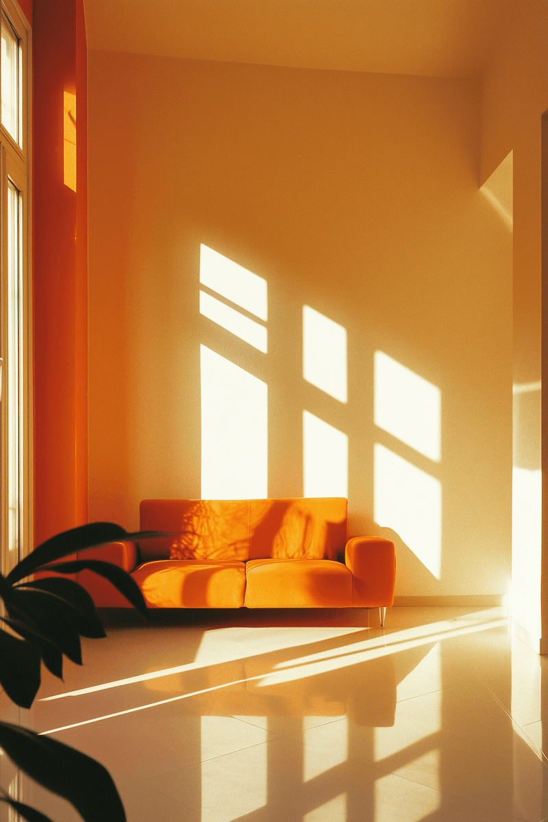 empty gray sofa chair beside palm tree